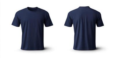 This navy blue tshirt mockup features a sleek, minimalistic design ideal for casual fashion lovers, apparel branding, and retail ads targeting style and comfortseeking consumers photo