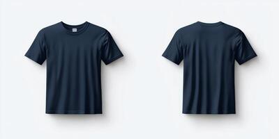 This stylish and chic navy blue tshirt mockup showcases both the front and back views, making it an ideal choice for fashion designers and retailers to effectively present their unique designs photo