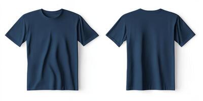 This stylish navy blue tshirt mockup effectively showcases both the front and back views, making it ideal for casual wear, versatile design templates, as well as promotional retail advertisements photo
