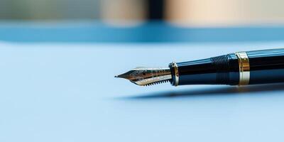 Experience the art of writing with an elegant fountain pen, ideal for brainstorming and capturing business ideas. Elevate your stationery and enhance your writing with this creativityinspiring tool photo