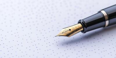 Immerse in creativity and strategy with a fountain pen on dotted paper, ideal for brainstorming business ideas and managing notes, ensuring nothing is overlooked for a productive environment photo