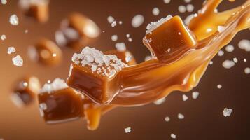 Savor rich, buttery caramel cubes lightly sprinkled with sea salt, creating a delightful blend of flavors that tantalizes your taste buds, making each bite a memorable moment to cherish photo