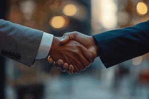 A professional handshake shared between two businessmen serves as a powerful symbol representing partnership, success, and collaboration within the dynamic corporate landscape and business world photo