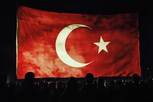 A stunning display of the Turkish flag symbolizes pride and unity during national festivities in Turkey photo