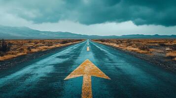 Before me stretches a winding road beneath a vast grey sky, representing not only personal growth, but also the hopeful prospects of a fulfilling future filled with numerous opportunities yet to come photo