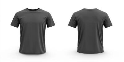 This is a versatile black tshirt mockup that showcases both the front and back views of the tshirt. It is ideal for a variety of uses such as designs, presentations, or promotional materials photo