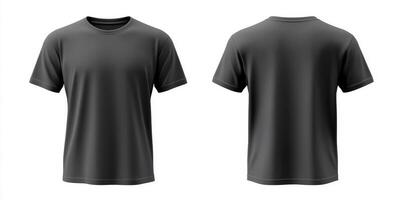 This fashionable black tshirt mockup presents both front and back views, making it perfect for a variety of design projects that seek to add an impressive and unique touch in apparel presentations photo
