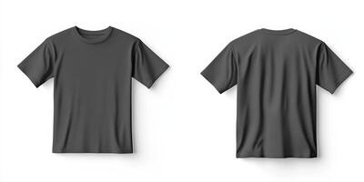 This is a basic wrinkled black tshirt mockup that effectively showcases both the front and back views of the garment. It is an ideal choice for displaying casual attire and for design presentations photo