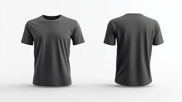This is a stylish mockup of a basic black tshirt that beautifully showcases both the front and back views of the garment. This mockup is ideal for apparel design and effective branding applications photo