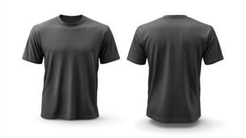 This stylish black Tshirt mockup showcases both front and back views, making it ideal for casual wear, clothing branding, and promotional activities across various diverse and creative contexts photo