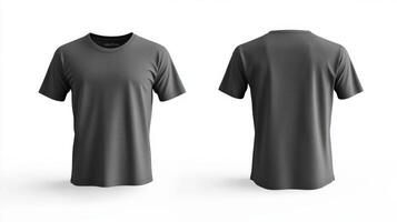 This mockup showcases a basic, wrinkled sport jersey tshirt presented in a versatile dark color, effectively displaying both the front and back views which are essential for apparel design photo