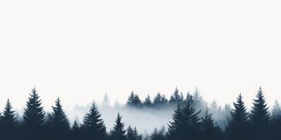 This artwork presents a minimalistic view of a foggy forest, highlighting the striking silhouettes of tall pine trees against a light background, evoking tranquility and the essence of natural beauty photo