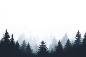 In this serene landscape, towering pine trees rise from thick fog, evoking deep emotions tied to the wild, inviting reflection and fostering inner peace for all who gaze upon the scenery photo