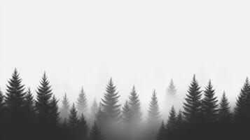 Imagine a serene landscape with towering pine trees rising from soft, enchanting fog, creating a scene that evokes deep appreciation for the beauty of nature, inviting peaceful contemplation photo