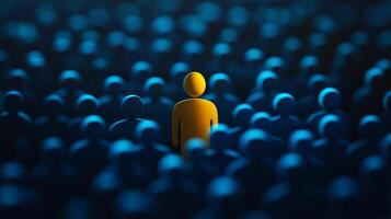 A visually engaging representation of the recruitment process highlights a unique candidate among diverse applicants, symbolizing the careful search for the ideal fit in hiring practices photo