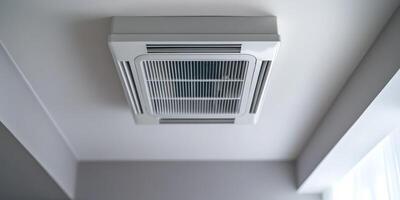This innovative ceilingmounted HVAC vent system efficiently heats and cools, using advanced technology for optimal temperature control in homes, enhancing comfort and energy efficiency photo