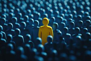 This visual representation illustrates the talent recruitment process, highlighting the search for a unique candidate among many applicants, essential for effective HR and successful team building photo