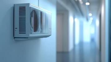 An innovative HVAC system has been installed in a building hallway, providing efficient cooling and heating solutions, ensuring optimal temperature control and comfort for all occupants photo