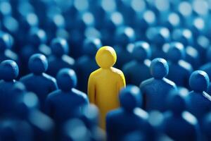 This image represents and symbolizes the entire recruitment process, emphasizing the search for unique and exceptional talent among a vast pool of candidates for various job opportunities available photo
