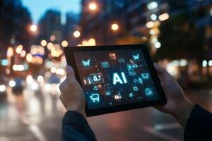 Explore the significant impact of artificial intelligence and digital technology on ebusiness, particularly how they enhance online shopping and improve overall retail experiences for consumers photo
