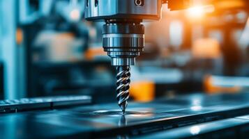 This image shows a closeup of a specialized drill bit designed for highprecision metalworking and intricate machining tasks in industrial workshops within the manufacturing sector photo