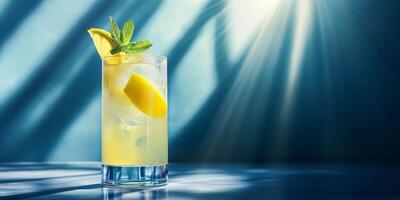 This vibrant cocktail is a delightful mix featuring fresh mint and zesty lemon, served with an ecofriendly straw, making it the perfect summer refresher for any celebration or gathering photo