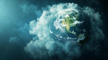 A mesmerizing depiction of Earth with swirling clouds, showcasing the stunning beauty of our planet photo