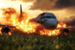 A shocking scene of an aircraft engulfed in flames serves to highlight the chaos, fear, and urgency that followed the catastrophic aviation incident, leaving many in a state of disbelief and concern photo