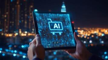 This illustration shows how artificial intelligence improves the online retail experience, increasing user satisfaction and contributing to market growth through advanced technology solutions photo