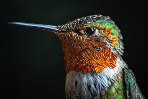 hummingbird in studio isolated on black background photo