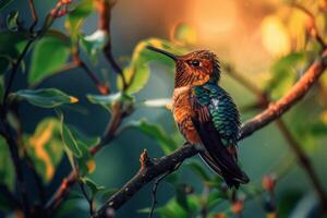 The hummingbird standing on the roated photo