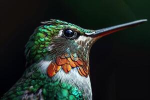 Violet crowned hummingbird in studio isolated on black background photo