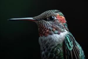 Violet crowned hummingbird in studio isolated on black background photo