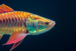 A red and orange fish swimming in the water photo