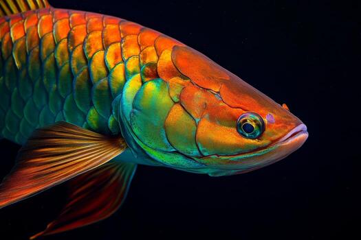 A colorful fish with bright red and orange fins photo