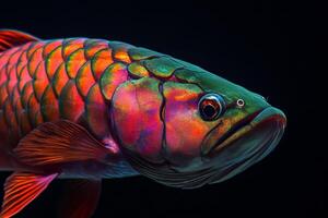 A colorful fish with a black background photo