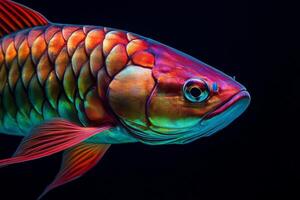 A colorful fish with a black background photo