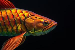 A colorful fish with bright red and orange fins photo