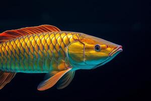 A gold fish swimming in an aquarium photo