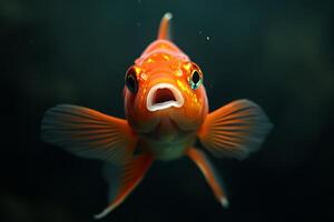 A close up of a fish with its mouth open photo