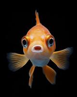 A goldfish with big eyes on a black background photo