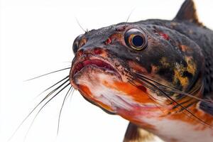 A close up of a fish with its mouth open photo