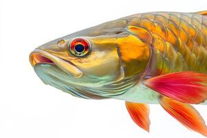 A fish with bright red eyes and a long tail photo
