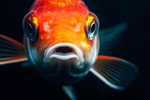 A close up of a fish with its mouth open photo