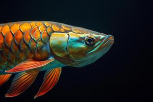 A fish with bright orange and blue fins photo