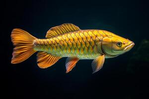 A gold fish swimming in the water photo