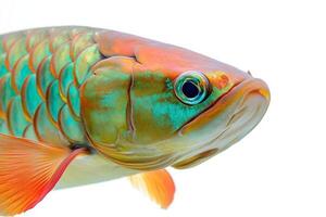 A colorful fish with bright green and orange fins photo