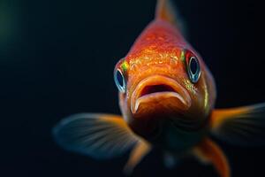 An orange fish with a big mouth photo