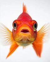 A close up of a fish with its mouth open photo