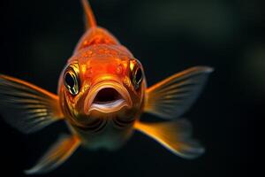 A close up of a fish with its mouth open photo
